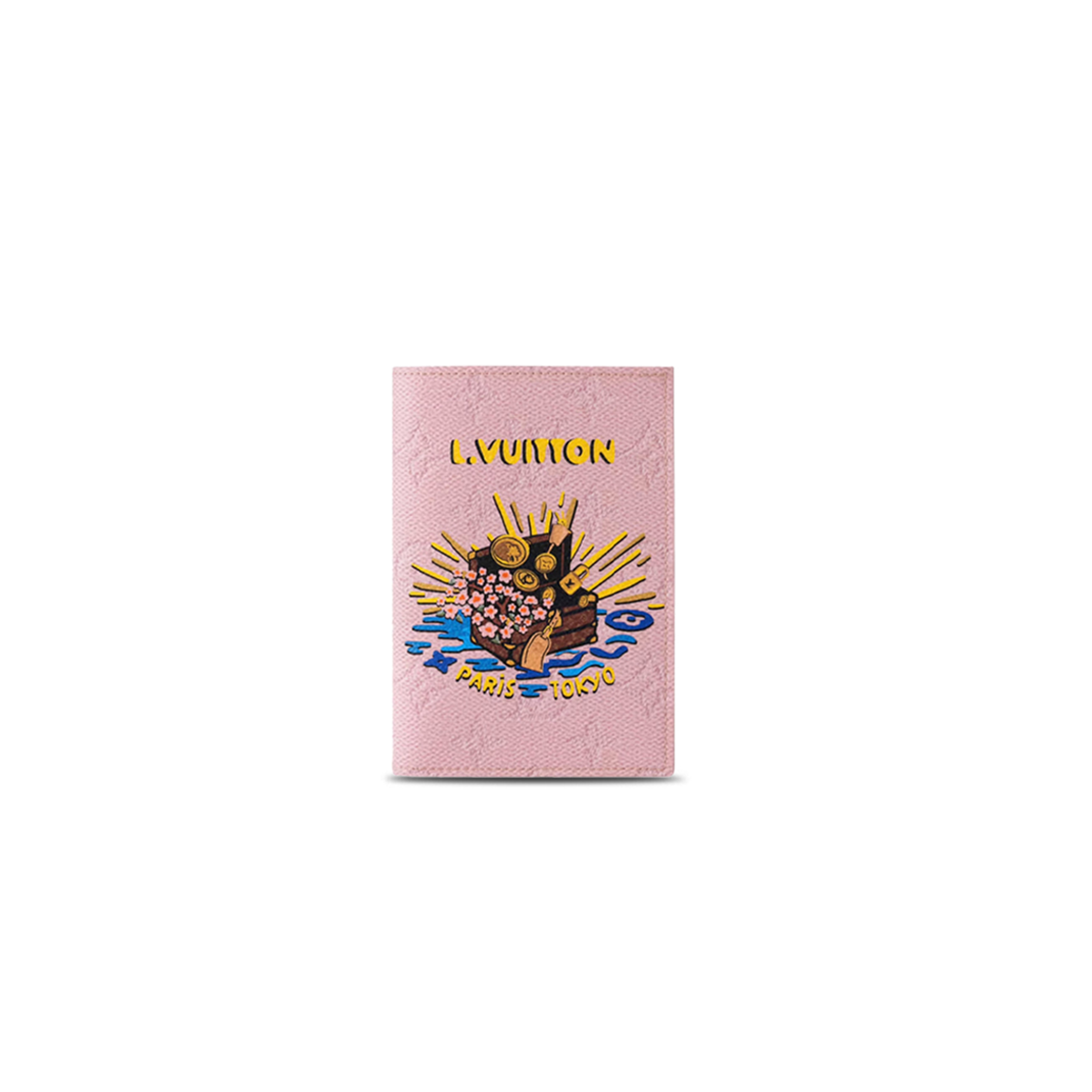 LOUIS VUITTON MASTER X NIGO PASSPORT COVER PINK IN CANVAS WITH M25971 (11*7.5*1cm)